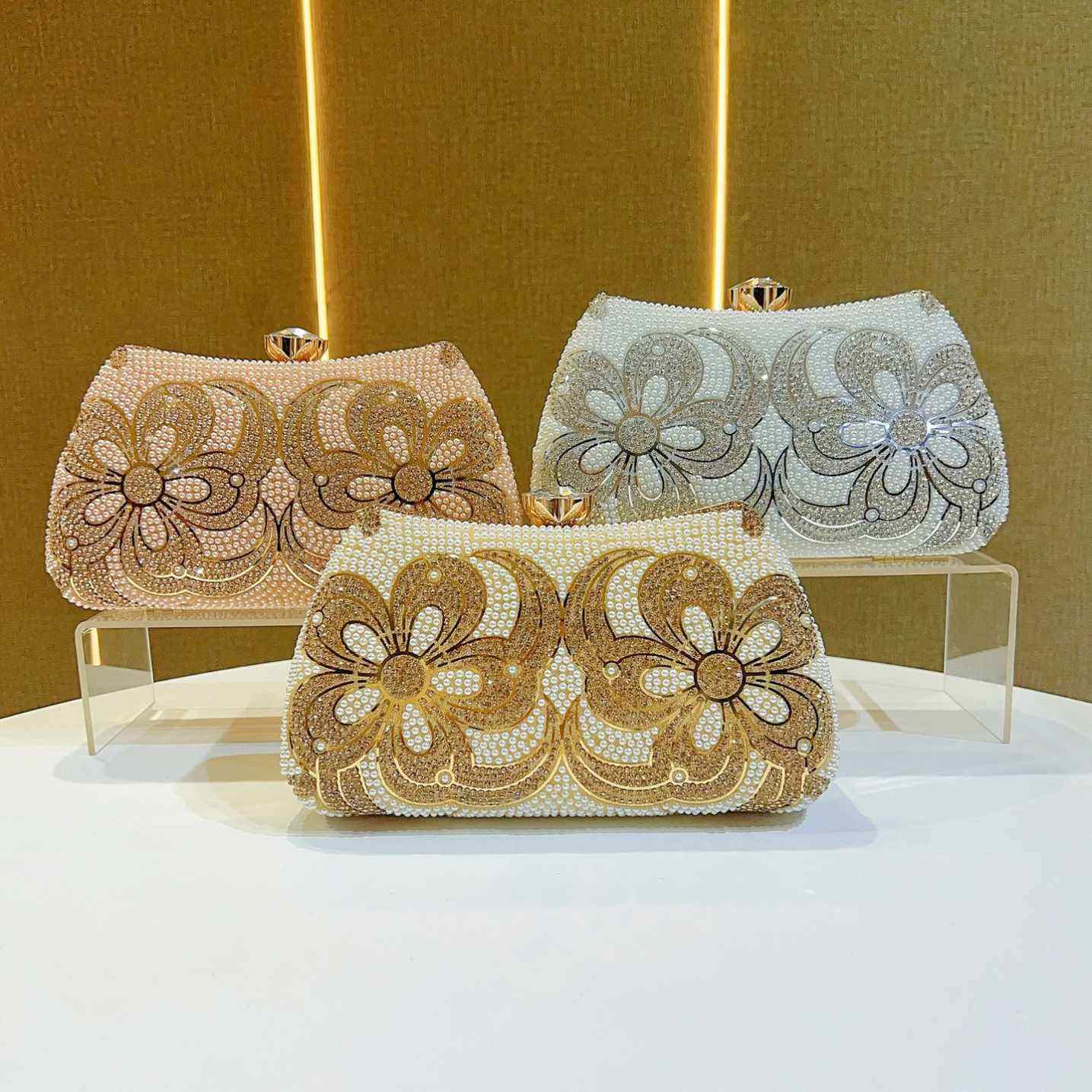 Amiqi MRY78 New Style Women's Party Wedding Handmade Crystal Diamond Rhinestone Clutch Evening Bag Dinner Beaded Clutch Bag