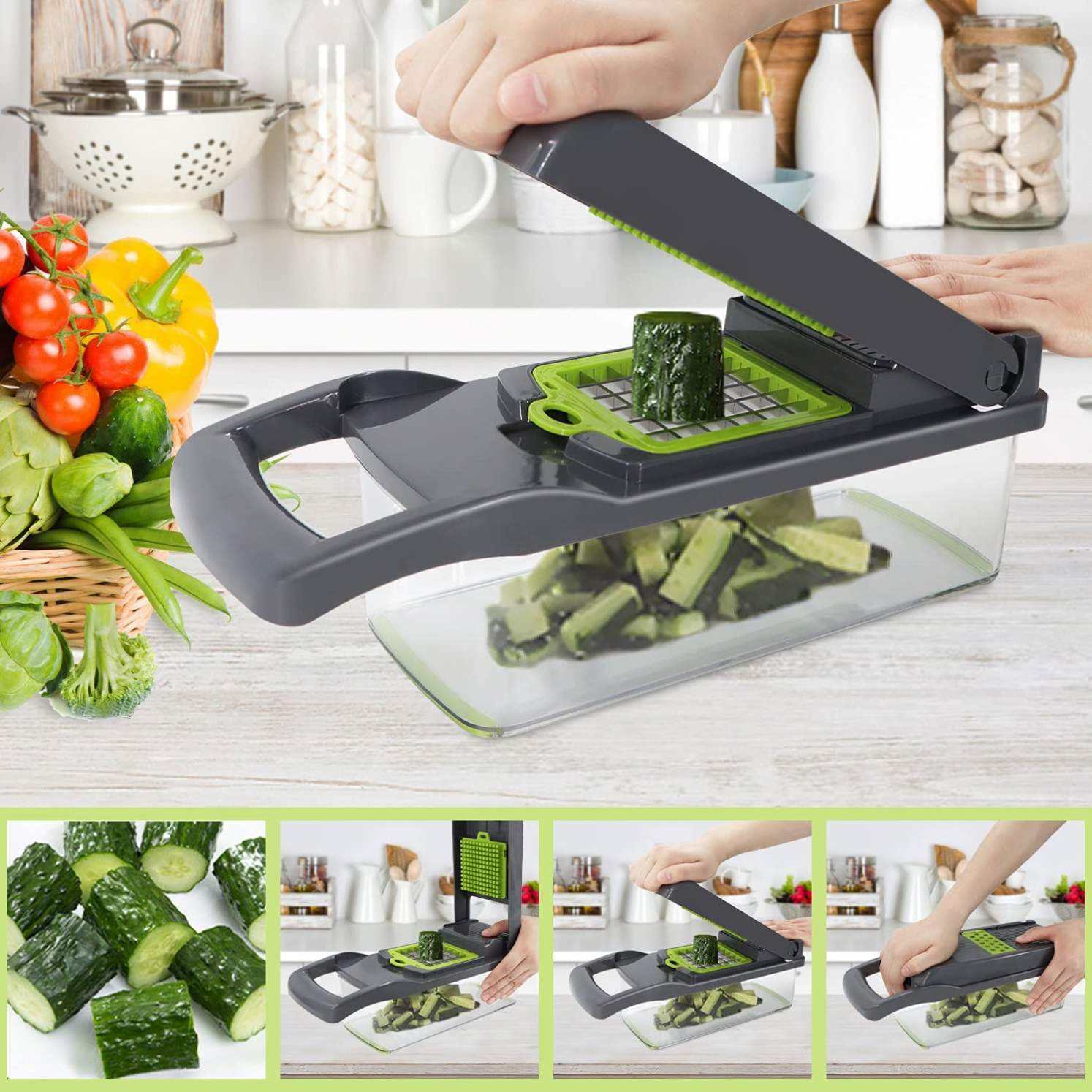 14/16 in 1 Multifunctional Vegetable Chopper Onion Chopper Handle Food Grate Food Chopper Kitchen Vegetable Slicer Dicer Cut