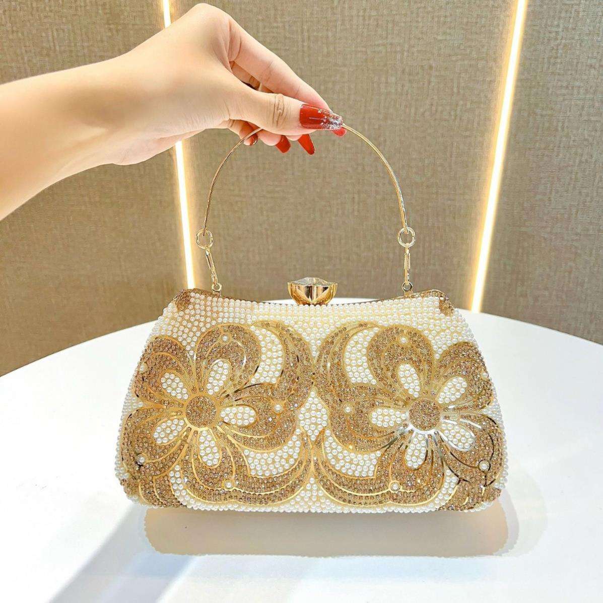 Amiqi MRY78 New Style Women's Party Wedding Handmade Crystal Diamond Rhinestone Clutch Evening Bag Dinner Beaded Clutch Bag