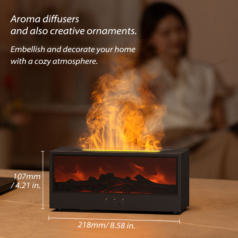 Aromatherapy Essential Oil Fireplace Diffuser Colored Flame Diffuser Bonfire Fireplace Humidifier with Remote Control for Home Office