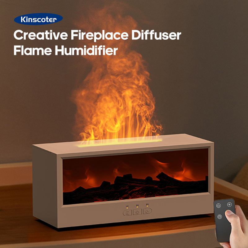 Aromatherapy Essential Oil Fireplace Diffuser Colored Flame Diffuser Bonfire Fireplace Humidifier with Remote Control for Home Office