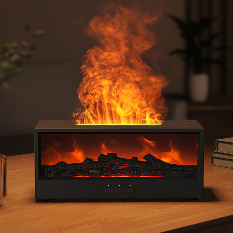 Aromatherapy Essential Oil Fireplace Diffuser Colored Flame Diffuser Bonfire Fireplace Humidifier with Remote Control for Home Office