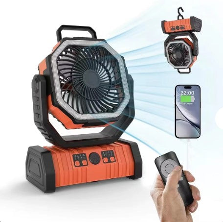 20000 mAh Portable Outdoor Camping Fan Remote Control Camping Fan with Light Solar Charging Table Fan