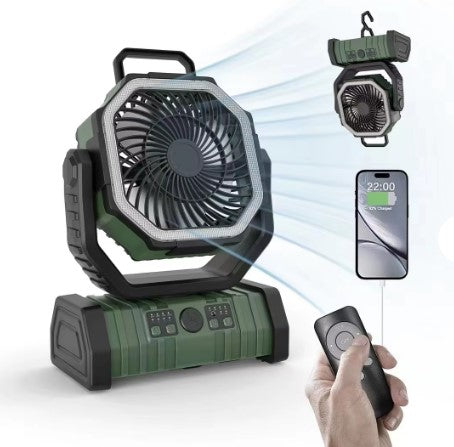 20000 mAh Portable Outdoor Camping Fan Remote Control Camping Fan with Light Solar Charging Table Fan