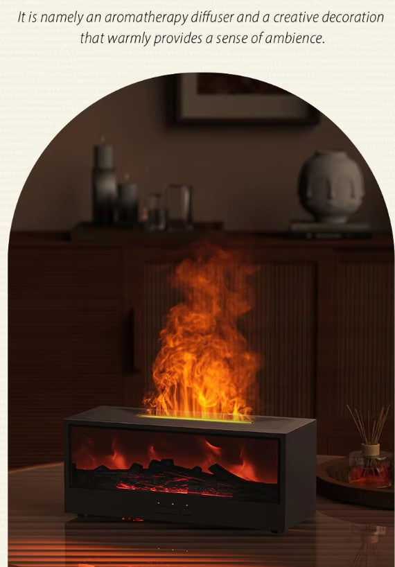 Aromatherapy Essential Oil Fireplace Diffuser Colored Flame Diffuser Bonfire Fireplace Humidifier with Remote Control for Home Office