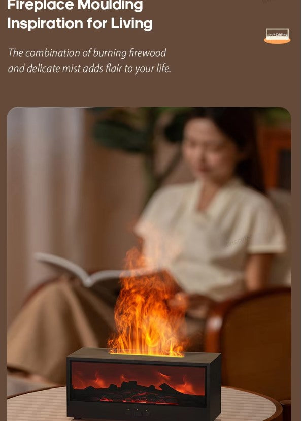Aromatherapy Essential Oil Fireplace Diffuser Colored Flame Diffuser Bonfire Fireplace Humidifier with Remote Control for Home Office