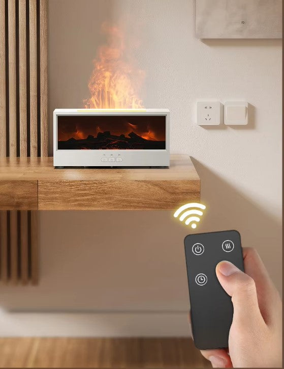Aromatherapy Essential Oil Fireplace Diffuser Colored Flame Diffuser Bonfire Fireplace Humidifier with Remote Control for Home Office