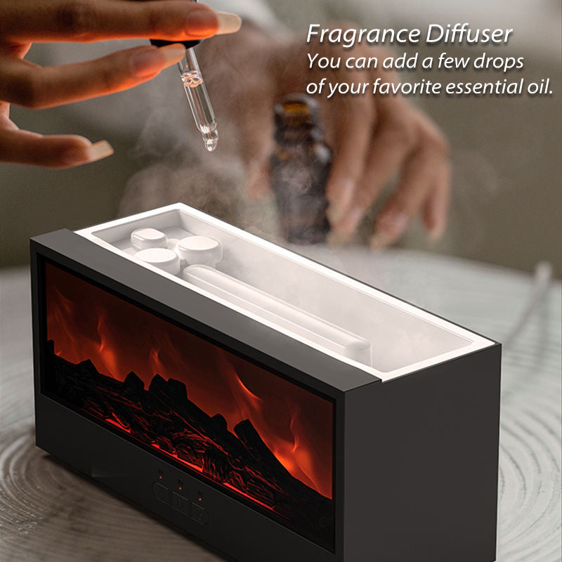 Aromatherapy Essential Oil Fireplace Diffuser Colored Flame Diffuser Bonfire Fireplace Humidifier with Remote Control for Home Office